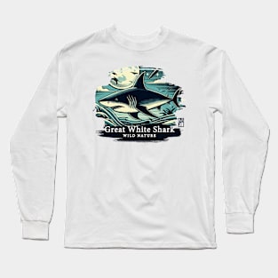 Great White Shark - WILD NATURE - GREAT WHITE SHARK -8 Long Sleeve T-Shirt